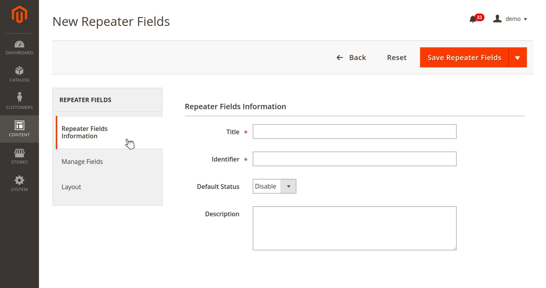 Create new Repeater fields